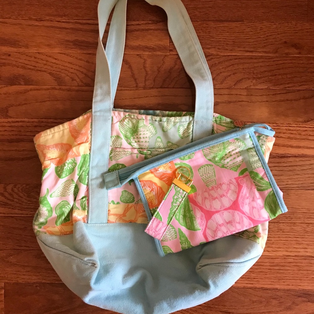 Lilly Pulitzer tote bag, small bag, key chain set